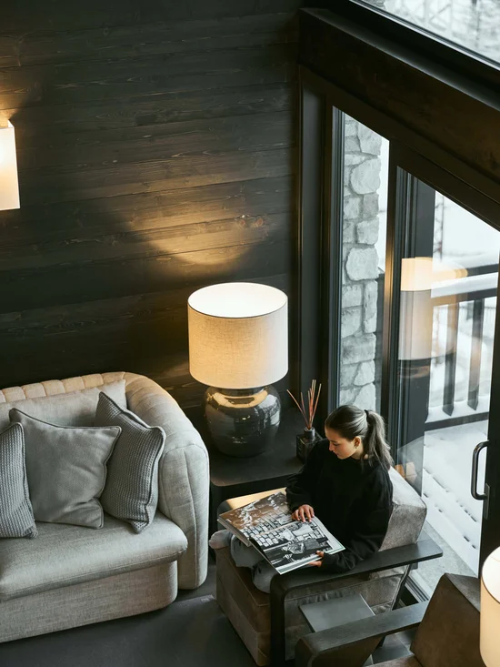 Gli spazi e lo spa dello Chalet Il Gufo: puro design