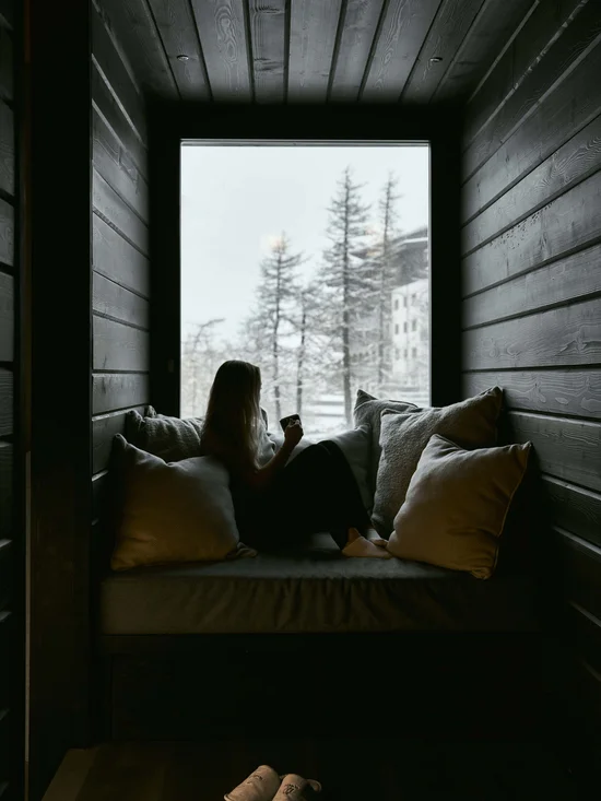 Gli spazi e lo spa dello Chalet Il Gufo: puro design